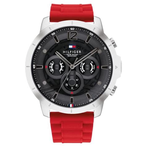 Buy Online Tommy Hilfiger Quartz Multifunction Grey Dial Silicone Strap ...