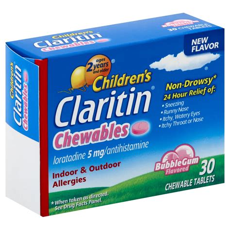 Claritin Children's 24-Hour Non-Drowsy 5 mg Loratadine Antihistamine ...