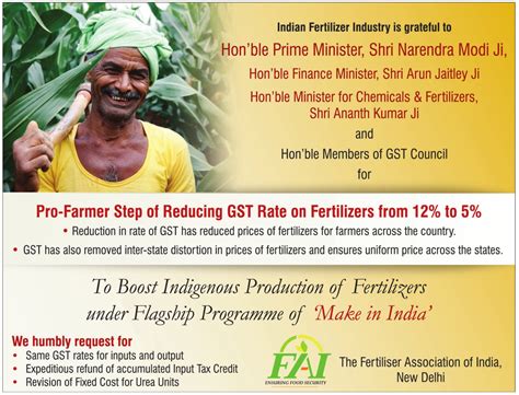The Fertiliser Association of India, New Delhi Reducing GST Rate on ...