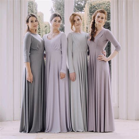Grey long sleeve bridesmaid dresses online