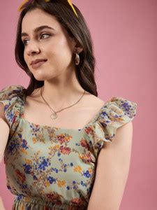 Deewa Party Floral Print Women Green, Multicolor Top - Buy Deewa Party ...