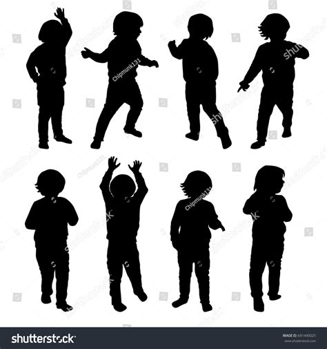 Set Silhouettes Little Girl Vector Different 스톡 벡터(로열티 프리) 691440025 | Shutterstock