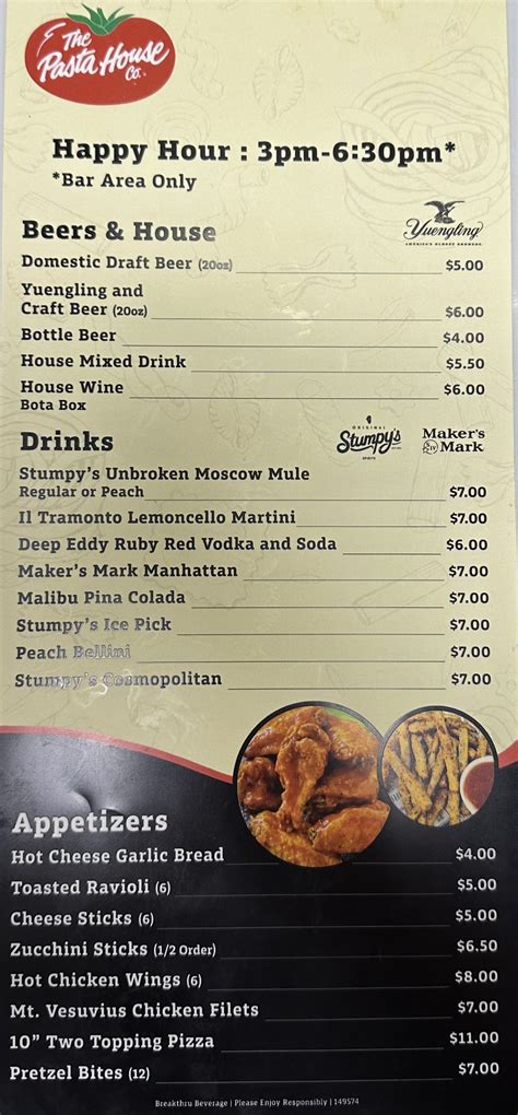 Menus | The Pasta House Co. in High Ridge, MO