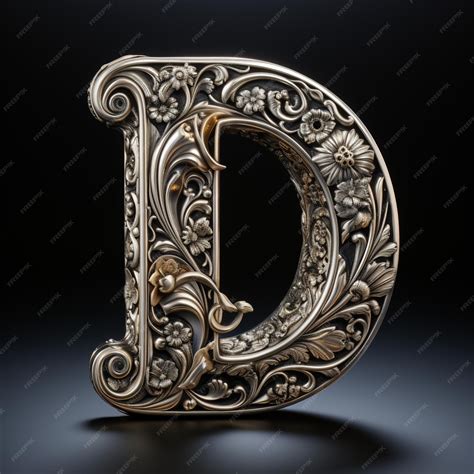Premium AI Image | a close up of a fancy letter d with a flower design ...