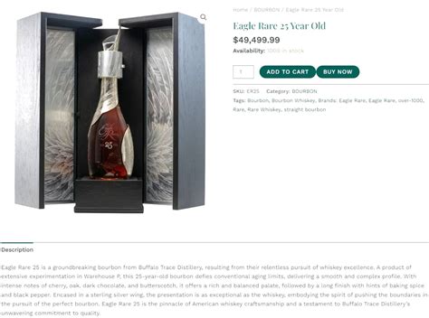 BUFFALO TRACE: EAGLE RARE 25 KENTUCKY STRAIGHT BOURBON. First Edition ...