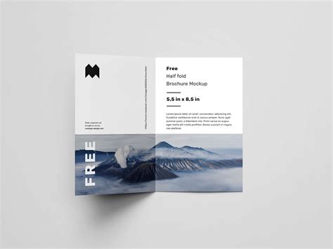 Free US Half Fold Brochure Mockup (PSD)