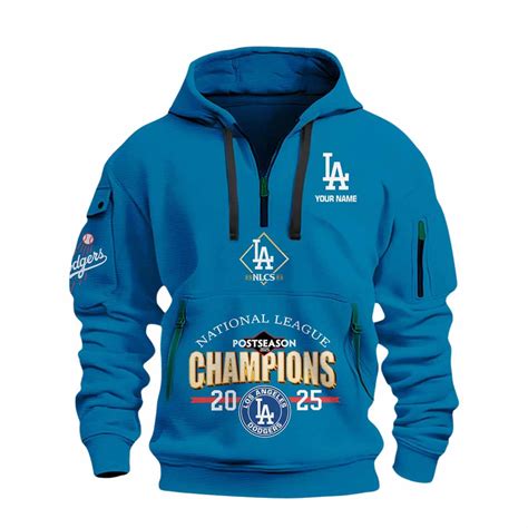 Dodgers National League Champions 2025 Personalized Quarter Zip Hoodie ...