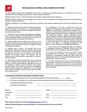 Fillable Online NEW BALANCE EXTERNAL IDEA SUBMISSION FORM Fax Email ...