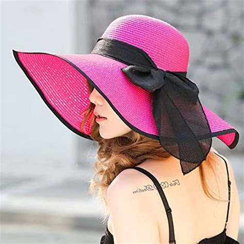 Women Big Beach Hats with Sunscreen Summer Wide Brim Sun Protection ...