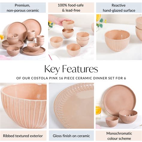 Costola Beige 16 Piece Ceramic Dinner Set For 6 Online - Premium Dinner ...