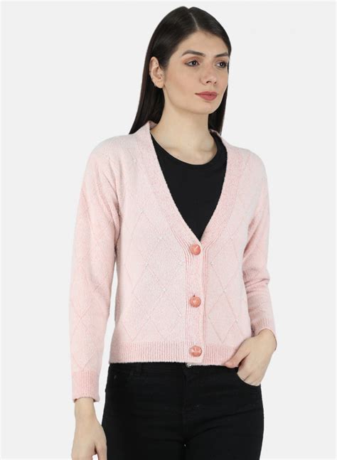 Buy Women Pink Self Design Cardigan Online in India - Monte Carlo