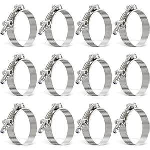 OURU 12Pack 2.5 Inch T Bolt Hose Clamp,304 Stainless Steel Heavy Duty ...
