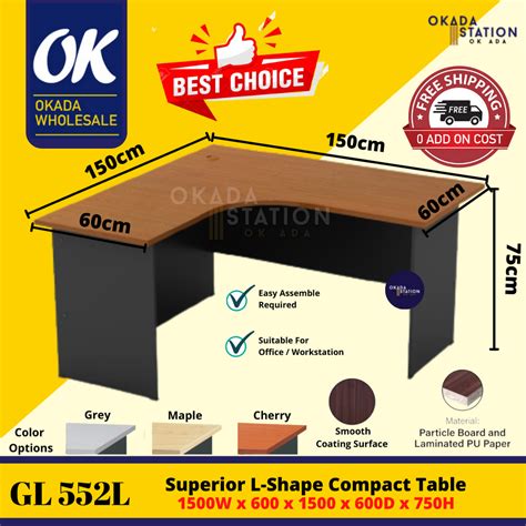 OKADA GL552L L-Shape Office Table / Meja Belajar / Study Table Desk ...