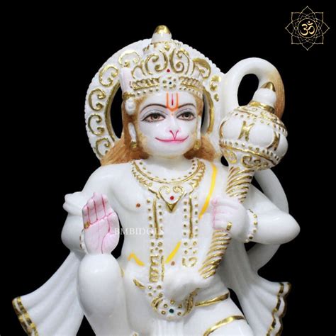 Marble Ashirwad Hanuman Murti for Homes and Temples in 12inches – BMBIDOLS