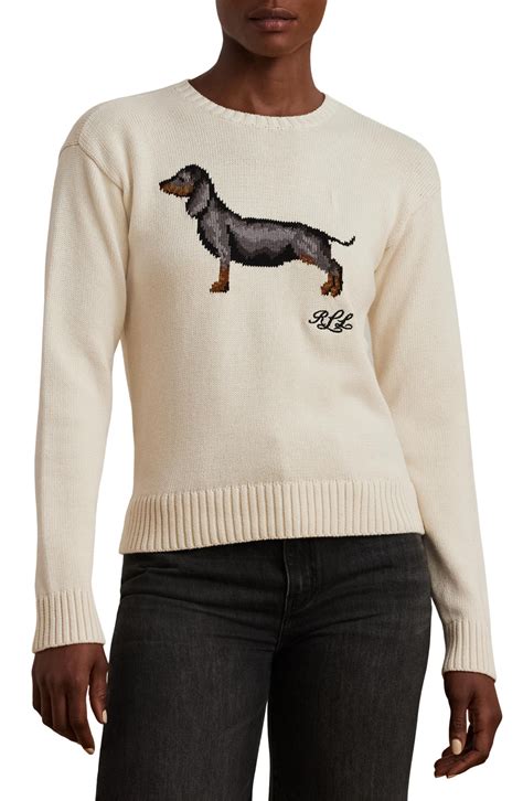 Lauren Ralph Lauren Intarsia Dachshund Cotton Sweater | Nordstrom