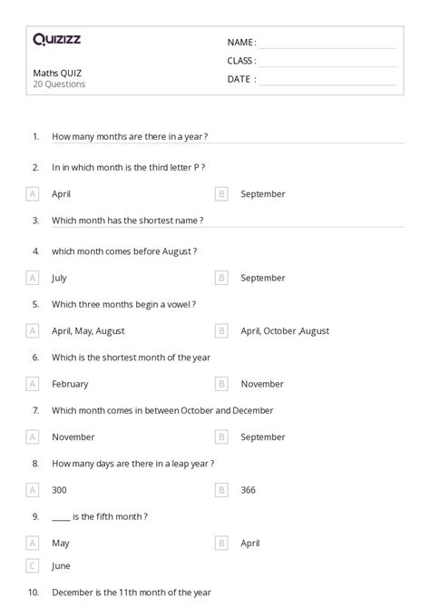 50+ Days, Weeks, and Months on a Calendar worksheets for Kindergarten ...