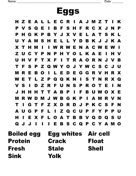 Egg Wordsearch - WordMint