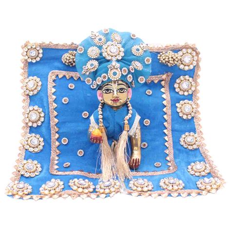 Buy Rectangular blue decorated dress for Laddu Gopal Ji (Full set) at ...