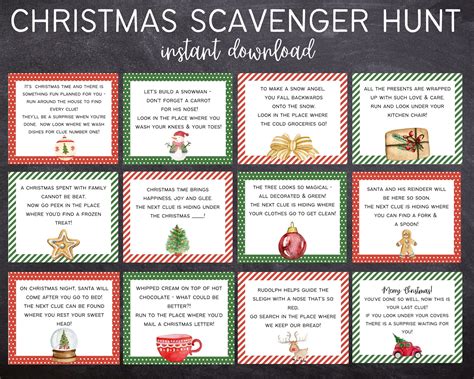 Christmas scavenger hunt for kids instant download pdf christmas ...