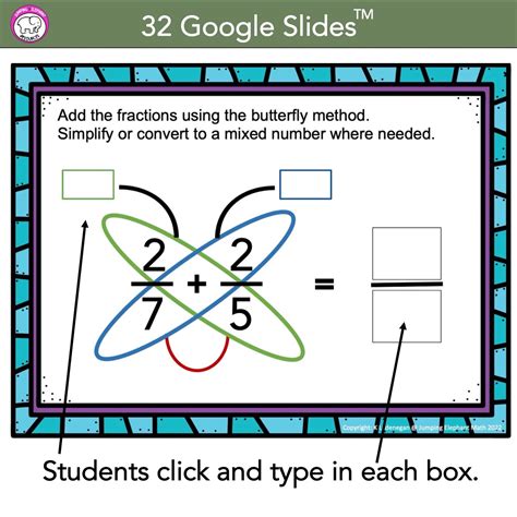 Adding Fractions with the Butterfly Method Google Slides and Worksheets ...