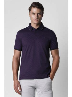 Buy Van Heusen Men Purple Printed Collar Neck Polo T-Shirt (S) Online