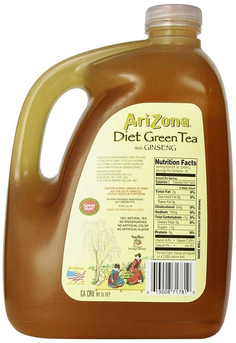 Arizona Green Tea Gallon Nutrition Facts at Fannie Raleigh blog