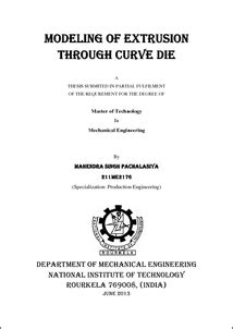 Modeling of extrusion through curve die - ethesis