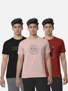 Bullmer Typography Men Round Neck Black, Pink, Red T-Shirt - Buy ...