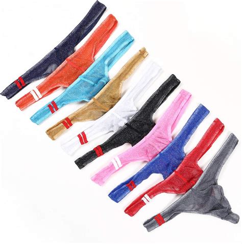 Buy AIEOE Men's Thongs Underwear Sexy Pouch Briefs See-Through G-String ...
