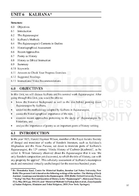Unit-6 - Notes - Inscriptions and UNIT 6 KALHANA* Prashastis Structure ...