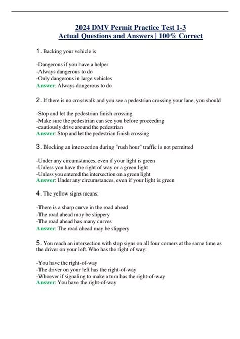 DMV Permit Questions 的图像结果