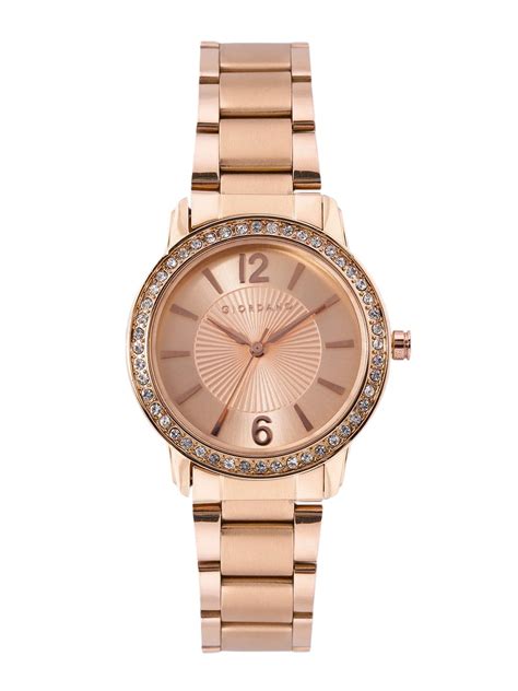 Giordano Analog Watch for Women Diamond Studded Case with Metal Strap ...