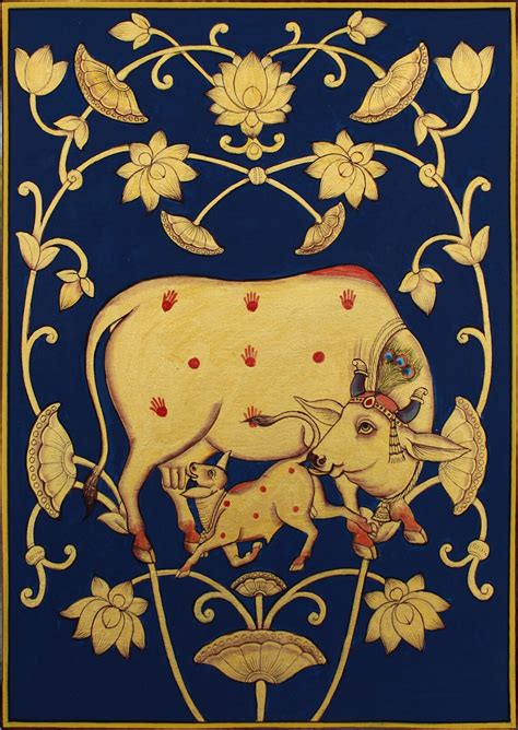 Buy Traditional Wall Painting of Cow and Her Calf for Home Decor ...