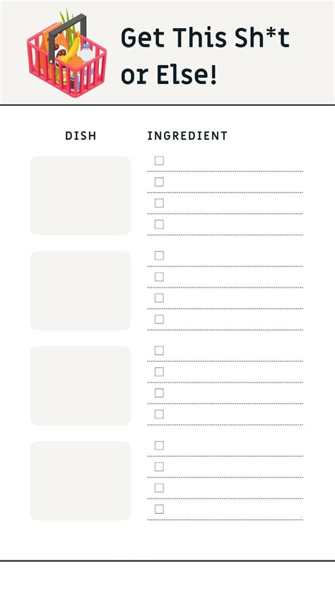 Grocery List, Downloadable Grocery List, PDF Grocery List, Grocery Sht ...