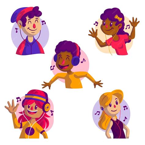 Jonge mensen luisteren naar muziek | Gratis Vector