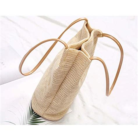 FENICAL Straw Beach Bag Straw Bag Handmade Woven Beach Bag summer ...