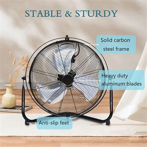 20 Inch Floor Fan, Oscillating Pedestal Fan,3 Speed High Velocity Heavy ...