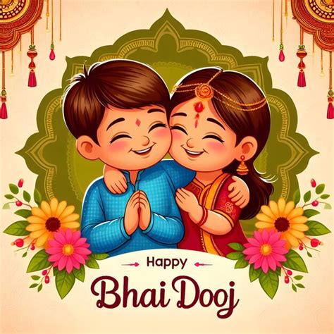 Indian hindu festival bhai dooj vector art illustration | Premium AI ...