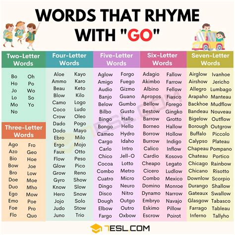 586 Examples of Words That Rhyme with Go • 7ESL