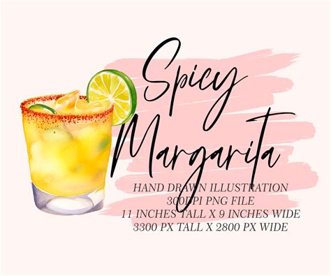Spicy Margarita Cocktail Graphic Illustration Clipart - Etsy
