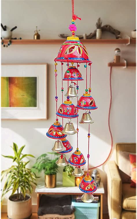 SHOI LITTLE Rajasthani Handicraft Hand Painted Wind Chimes Multicolor ...