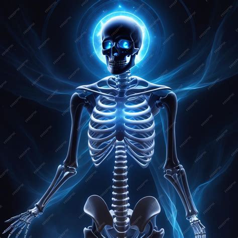 Illustration of a skeleton with ethereal aura | Premium AI-generated image