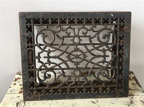 Vintage IRON FURNACE GRATE, Iron Duct Cover, Floor Heather Grate ...