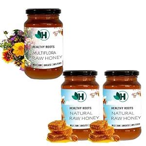Healthy roots Multiflora Honey 1Kg & Natural Raw Honey(2 jar with 2 ...