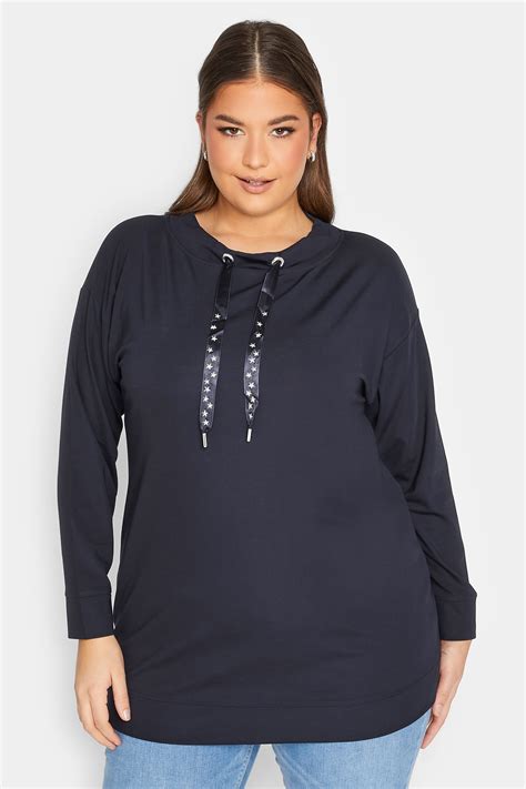 YOURS LUXURY Plus Size Navy Blue Star Embellished Sweatshirt | Yours ...