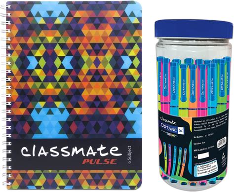 Classmate Soft Cover 6 Subject Spiral Binding Notebook Octane Neon- 25 ...