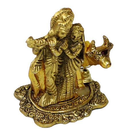 Buy from Lovely Wedding Mall Metal Gold Radha Krishna with Cow
