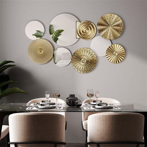 Mercer41 9 Pcs Gold Mirror Wall Decor Metal Round Home Art Decor ...