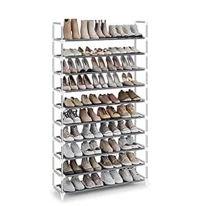 Songmics 10 Tiers Shoe Rack 50 Pairs Non-Woven Fabric Shoe Tower ...