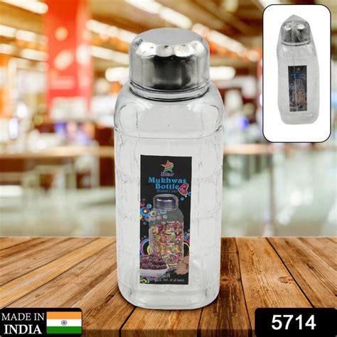 Plastic Transparent Mukhwas Bottle With Steel Cap / Mouth Freshener ...